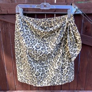 British Khaki animal print faux wrap skirt. Size M